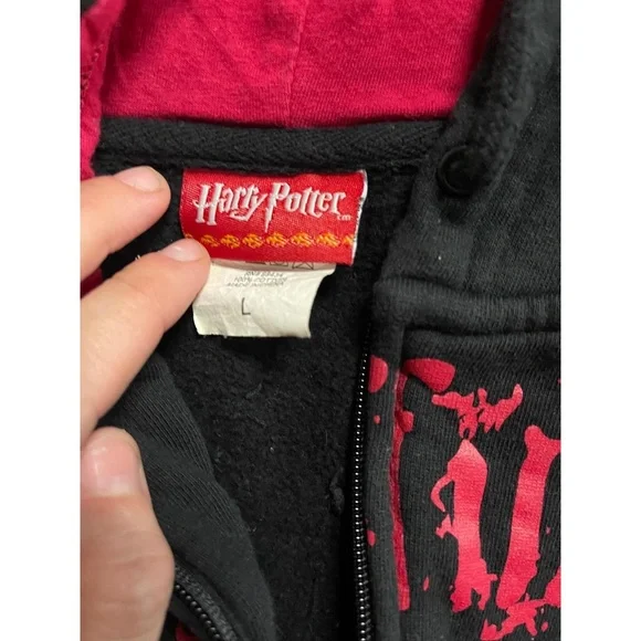 Harry Potter Womens Hoodie Size L Black Red Gryffindor Full Zip Fan Gear - Picture 3 of 4
